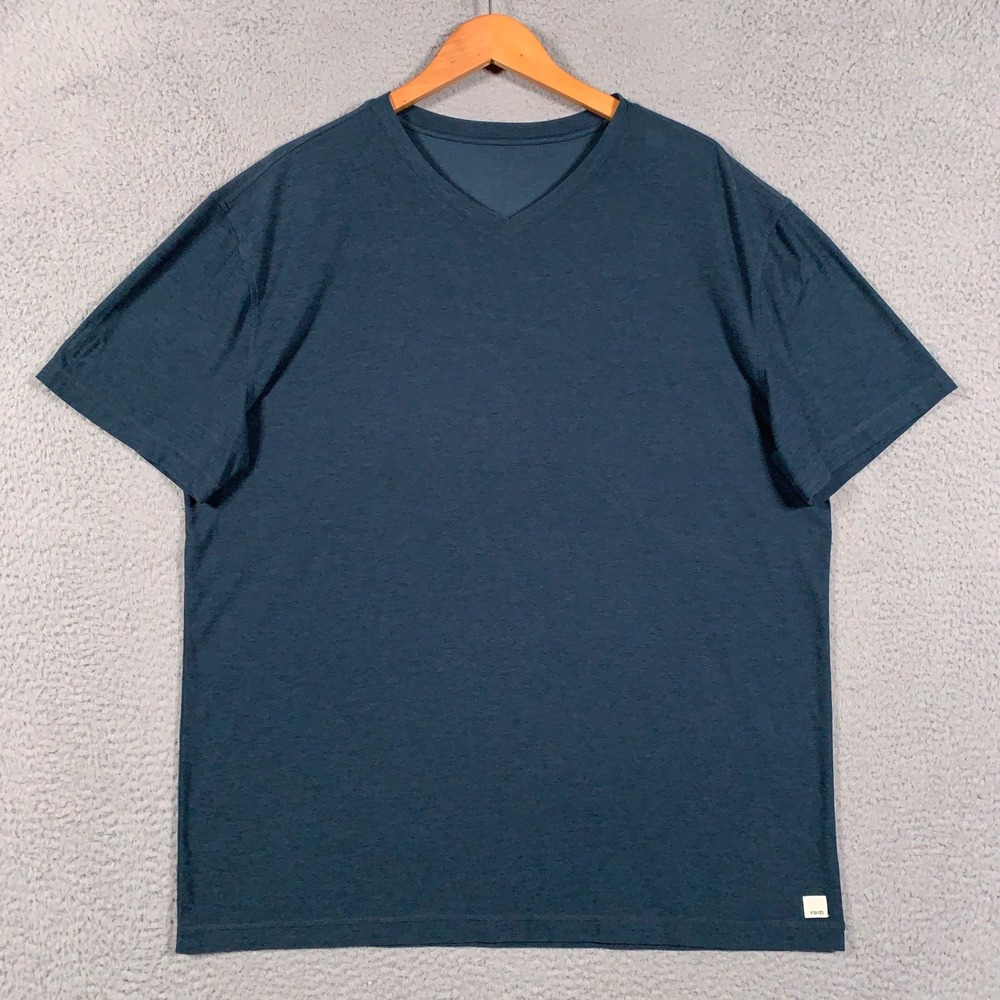Vuori Tradewind Performance T-Shirt Mens 2XL XXL Blue V-Neck Short Sleeve Active